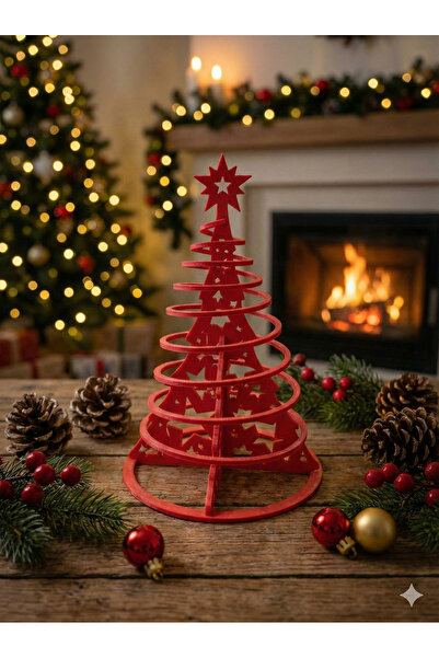 SORA DESIGN زينة طاولة على شكل شجرة الصنوبر باللون الأحمر لعيد الميلاد - إكسس...