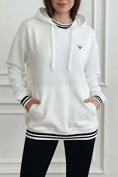 Yağmur Butik Hanorac cu glugă și detalii striate