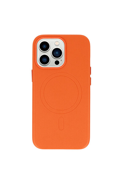 VestGsm MagSafe iPhone 15 leather case orange