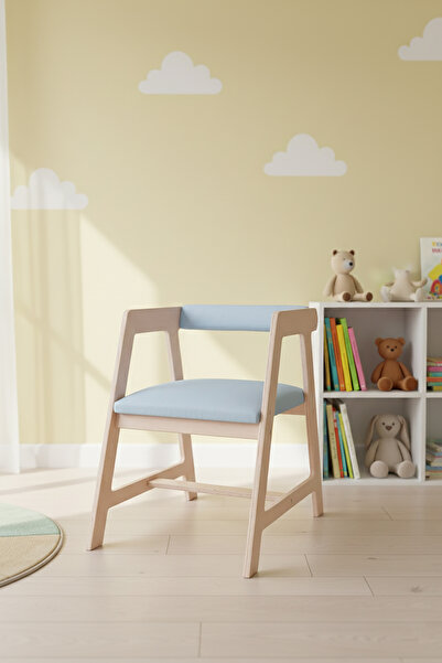 ROZİTOYS Ahşap Çocuk Oyun, Aktivite, Çalışma Masası Sandalyesi Mavi