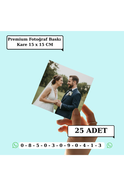 Kişiye Özel Premium Fotoğraf Baskı 25 Adet Kare (15X15) Cm