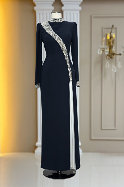 Amine Hüma İnci Abiye Elbise Siyah