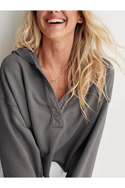 Alo Chill Vibes Crop Hoodie Sweater - Grey