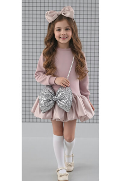 kokosh _ kidss burcu sapmaz طقم فستان رياضي للفتيات مع إكسسوارات فيونكة ومشبك...