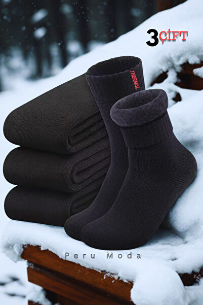 peru moda Thermal Kışlık Havlu Çorap 3 lü Paket Unisex