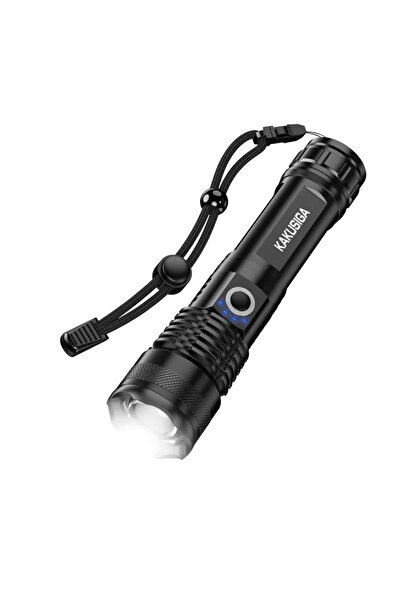 KAKUSİGA KSC-1558 D6 LED Flashlight, 500m Zoom, 5 Modes, 1200mAh, Black