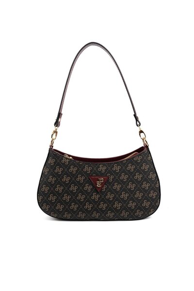 Silver Polo Silver & Polo Sp1251 Women's Shoulder Bag Monogram Brown Yellow-Burgundy