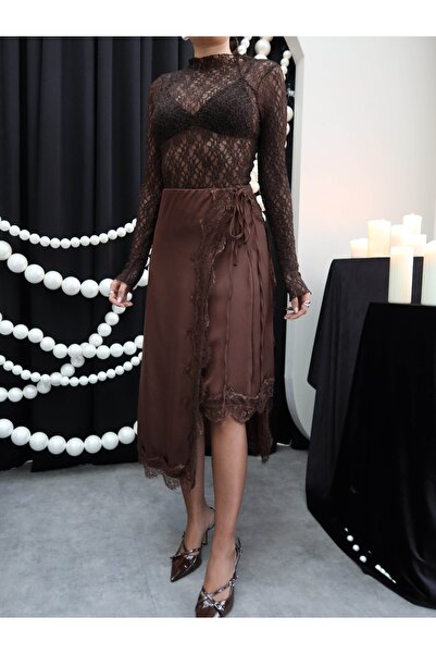 ESRAHELVACI Lace Satin Tie Skirt