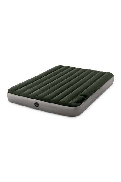 Intex مرتبة هوائية Dura-Beam Downy مع مسند للقدمين، مقاس كوين، مصنوعة من مادة PVC، لون أخضر/رمادي، أبعادها 203×25×152 سم