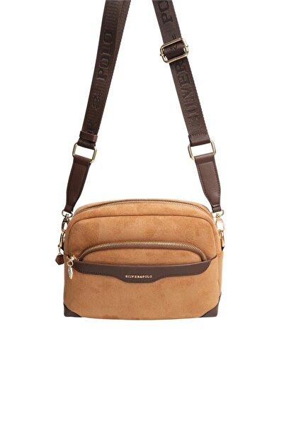 Silver Polo Silver & Polo Sp1201 Women's Crossbody Bag Suede Tan-Brown