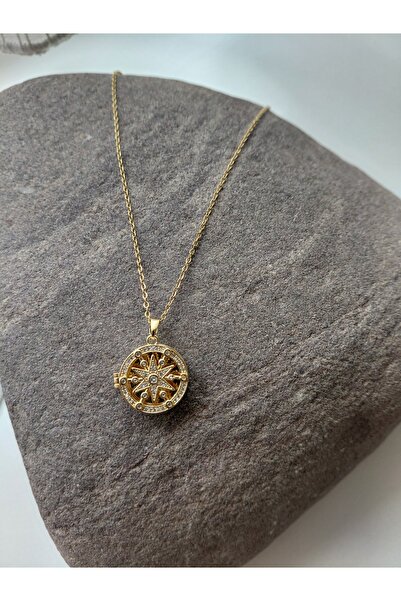 lavante butik kendini özel hisset Pusula Kutup Yıldızı Madalyon Kadın Kolye