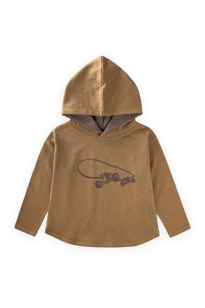 Cigit Hooded Long Sleeve T-Shirt 2-10 Years Old Olive