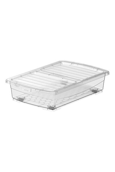 Cosmoplast 25-Liter Plastic Underbed Storage Box With Wheels And Lockable Lid - Off White