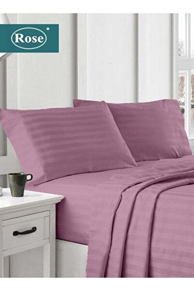 Rose Luxurious Hotel Stripe 4-Piece Bed Sheet Set, King, Opera Mauve