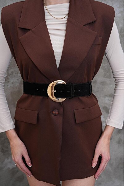 MODAM HİFA Oval Buckle Suede Women's Belt Trouser Belt Dress Belt Shirt Belt Waist Belt Body Belt