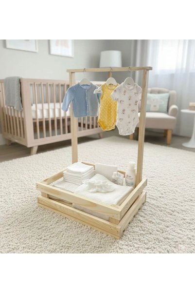 Betüş Home Newborn Baby Gift Basket, Forty Flying Basket, Baby Basket, Wooden Case,