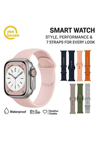 Golden Plus ساعة ذكية 49 مم - جهاز تتبع اللياقة البدنية مقاوم للماء مع 7 أحزم...