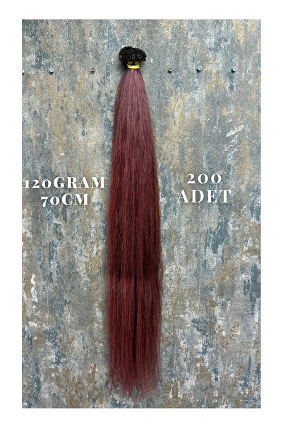 HalitCan HairKing 70 سم لون أحمر (33 # ) شعر أوزبكي – 200 قطعة من الوصلات الش...