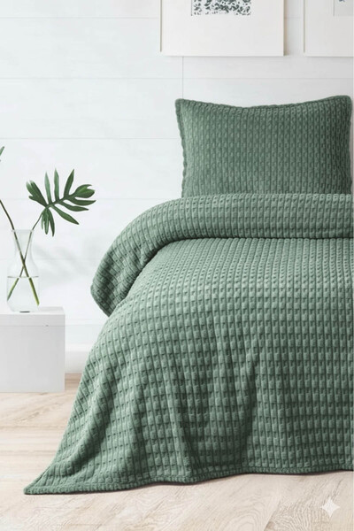 Merinos Modern Line Twist 2 Piece Single Blanket Set - Green