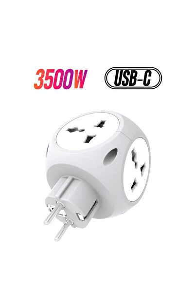 Green Lion محول سفر متعدد المنافذ للاتحاد الأوروبي، 4 منافذ، USB-A و USB-C، 3...