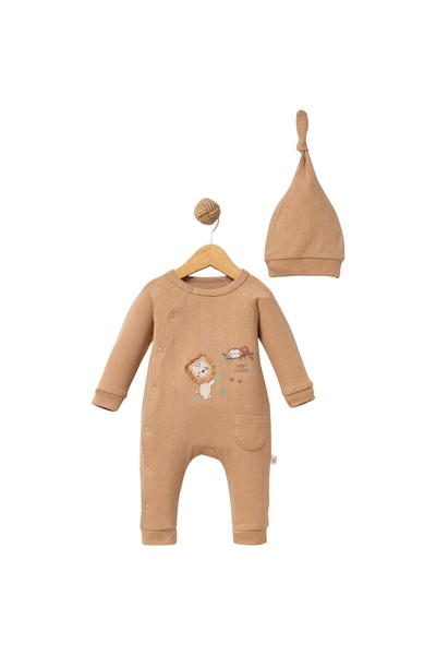 Benbebek 100% Organic Baby Jungle Embroidered Baby Romper Without Booties