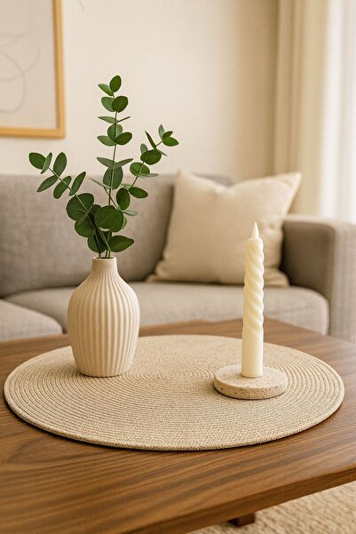 Naspar Beige Runner Multi-Purpose Cover / Living Room Table Cover / Kitchen C...