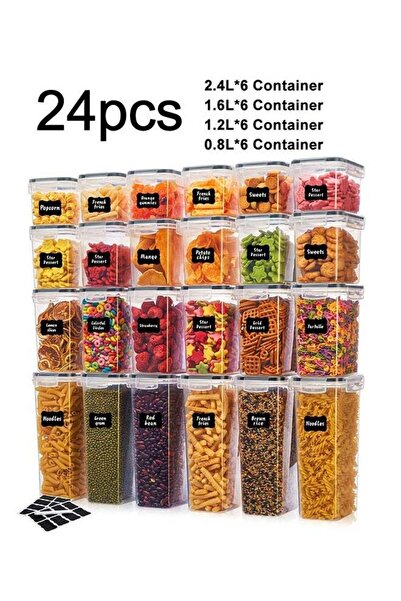 VOGMAX 24-Pack Airtight Kitchen Storage Containers, Stackable with Labels