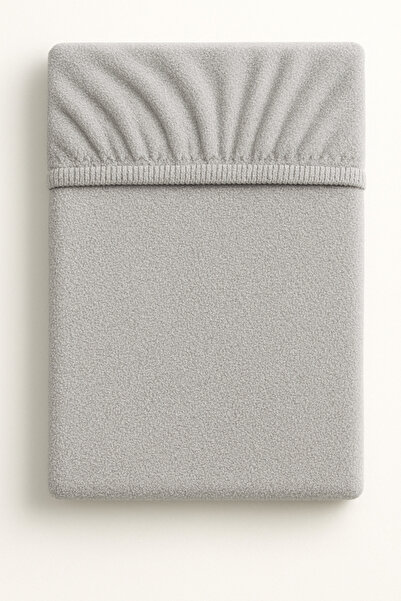İQON Elastic Fitted Sheet Set Double Size Terry Cloth Fitted Sheet Gray