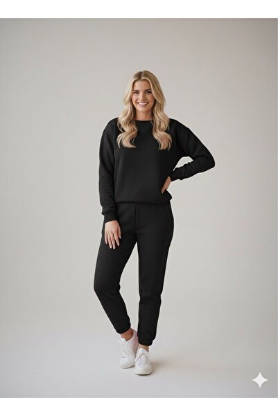 FAVORİST Women's 3 Thread Crew Neck Soft Set