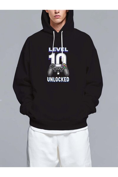 MIXSNOW سويت شيرت بغطاء رأس مطبوع قصة فضفاضة - نمط كاجوال عصري - هودي مريح بر...