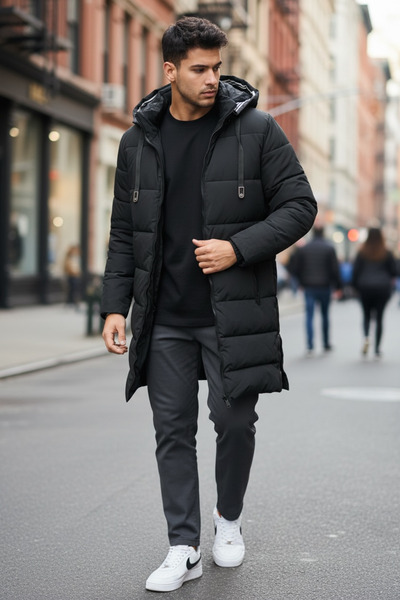 dehaine Men's long jacket, with side zippers, A72