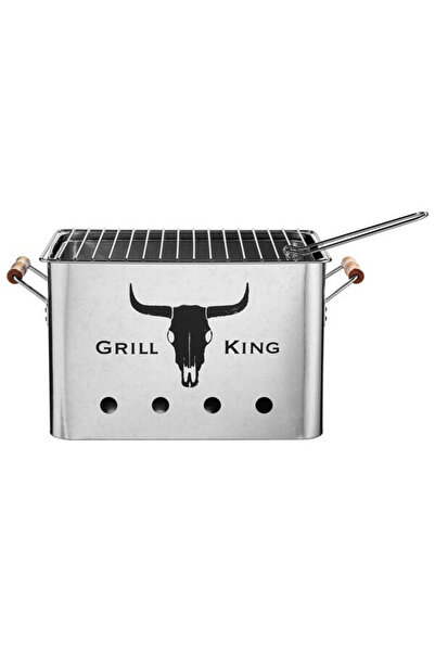BBQ Grătar dreptunghiular BBQ King, zinc, 32x20x20 cm, argintiu