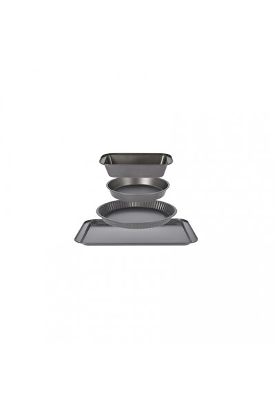 Excellent Houseware set de 4 tăvi pentru patiserie, oțel carbon, 41x28 cm, negru