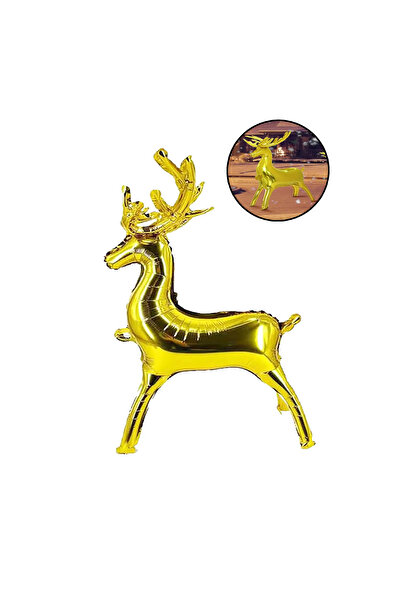 DODOMAR Balon din folie de Anul Nou cu coarne de cerb auriu 122x83
