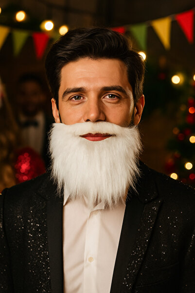 DODOMAR İnce Beyaz Takma Sakal Bıyık – Kostüm ve Yılbaşı Etkinlik Aksesuarı