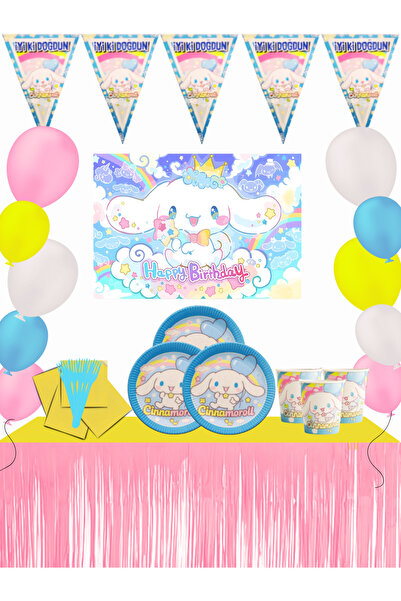 snowparty Cinnamorol Banner Metallized Table Skirt 40 Person Birthday Party Set