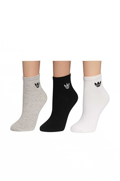 adidas Men's ankle socks with logo, 3 pairs, White, Grey, Black, Size 41-46