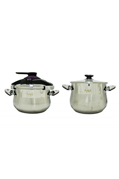 OMS Set of 2 Collection pressure cookers, 18/10 stainless steel, silver