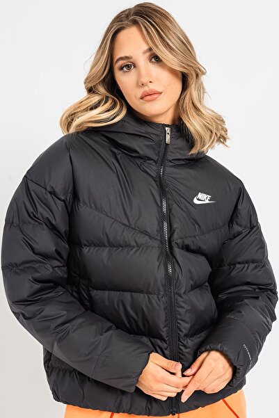 Nike Down Fill Storm Fit Loose Fit Womens Winter Jacket Black Loose Fit Kapişonlu Kaz Tüyü Kadın Şiş