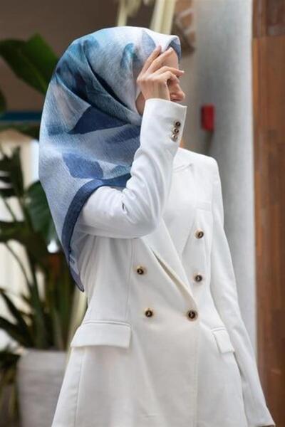 Vissona Tivil Silk Scarf 61011 - 11 - 0031 - 0039 Indigo Crumpled Pattern