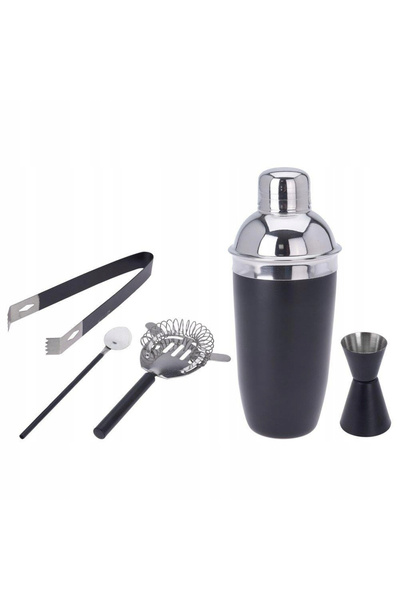 Koopman International Set shaker și accesorii de bar Koopman-Excellent Houseware, oțel inoxidabil, negru/argintiu