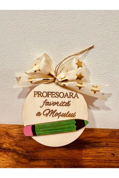 Bee Funky Glob decorativ din lemn cu creion – Profesorul Favoritul lui Moș Cr...