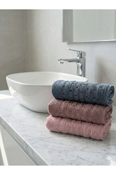 VİENNA مجموعة من 3 مناشف يد قطنية مقاس 50×90 – ناعمة الملمس، عالية الامتصاص، سريعة الجفاف، مناشف فاخرة