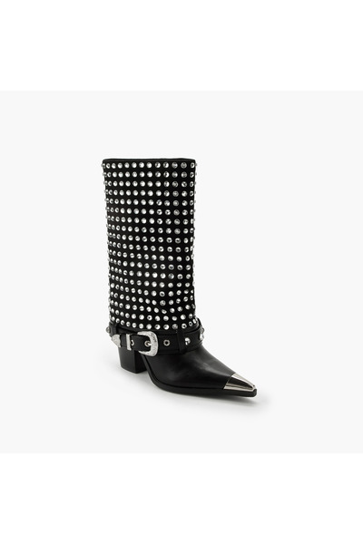 Celeste Womens Embellished Block Heel Cowboy Boots
