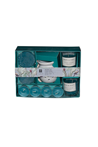 Aroma Di Rogito set parfumat, ceramică/ceară, 21,5x16x7 cm, grădină de citron