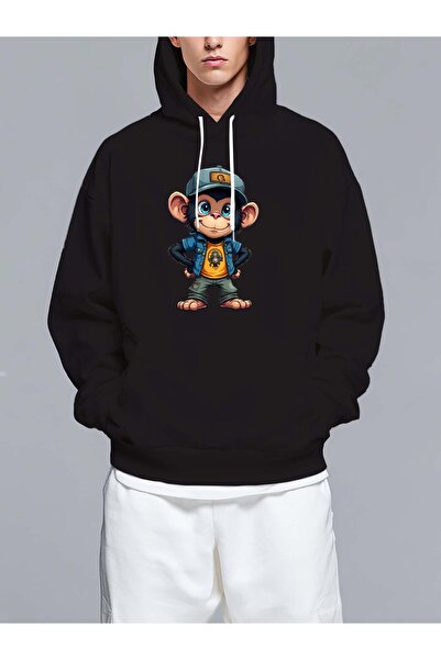 MIXSNOW سويت شيرت بغطاء رأس مطبوع قصة فضفاضة - نمط كاجوال عصري - هودي مريح بر...