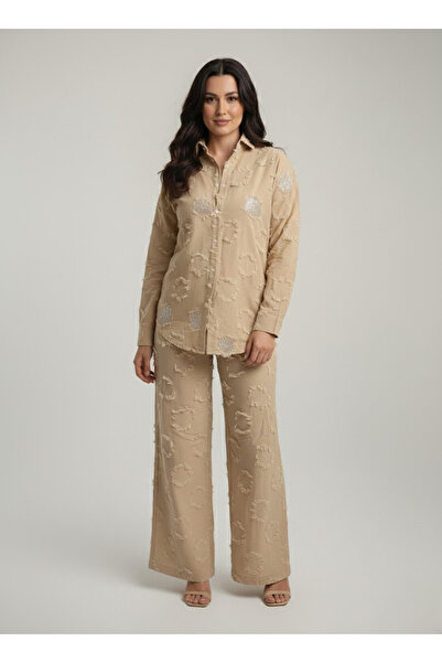 GenelTedarik طقم كتان مزين بالشراشيب