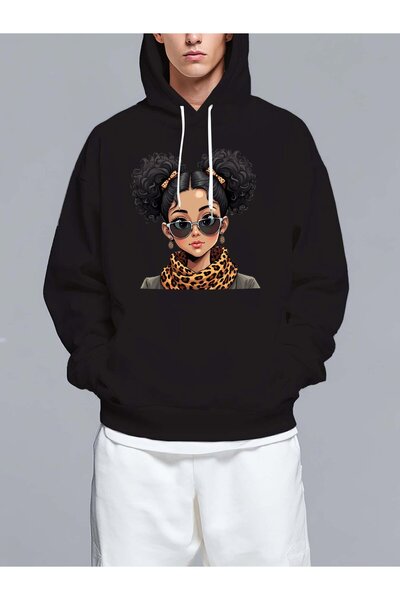 MIXSNOW سويت شيرت بغطاء رأس مطبوع قصة فضفاضة - نمط كاجوال عصري - هودي مريح بر...