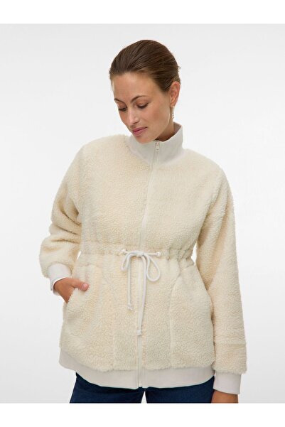 Mama Licious Fleecejacke Hoch geschlossen Elastische Bündchen Verstellbare Träger Voluminöser Armschnitt Jacke