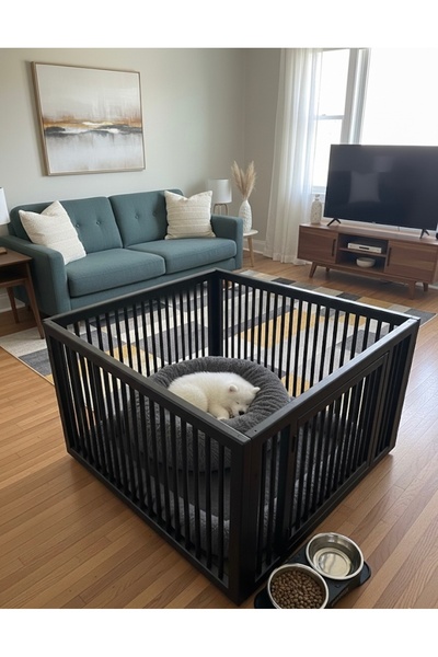 naturbird 1m2 Siyah boyalı Ahşap Köpek Çiti Yükseklik 76 cm